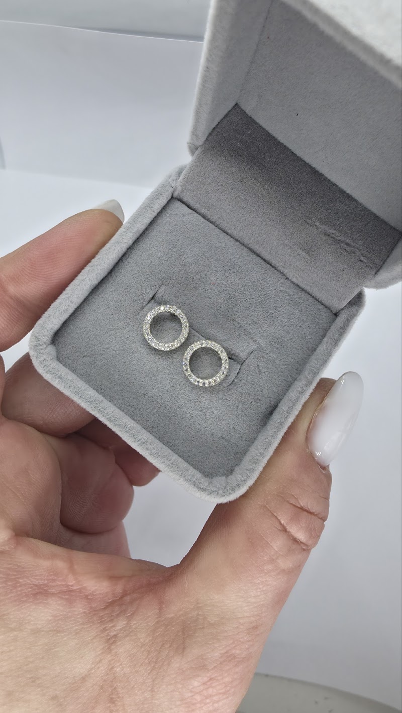 Сережки «Коло з камінцями» зі срібла 925 — фото 2