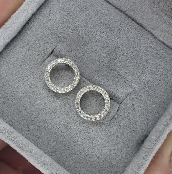 Сережки «Коло з камінцями» зі срібла 925