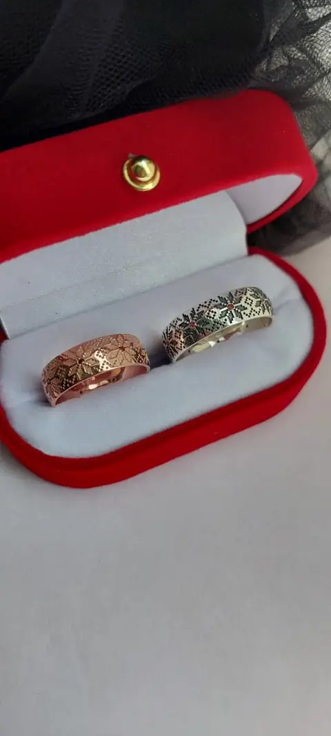 Каблучка «Вишиванка з позолотою» зі срібла 925 — фото 3