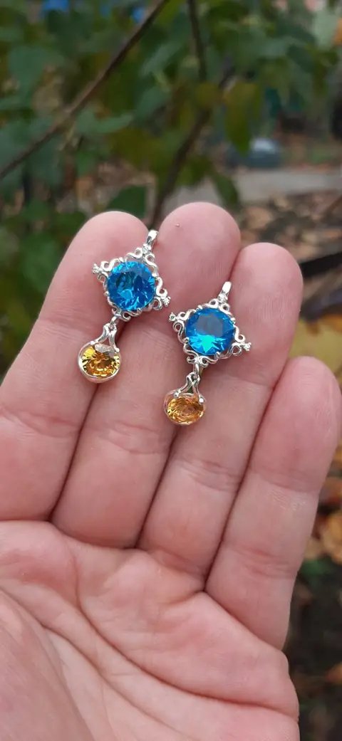 Сережки-пелюстки місячної ночі зі срібла 925 — фото 6