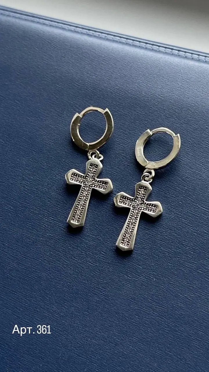 Сережки Хрест зі срібла 925