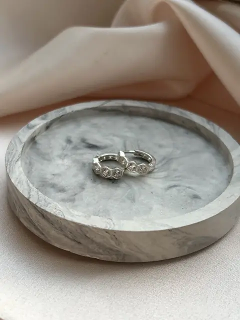 Сережки з прозорими камінцями зі срібла 925 — фото 2