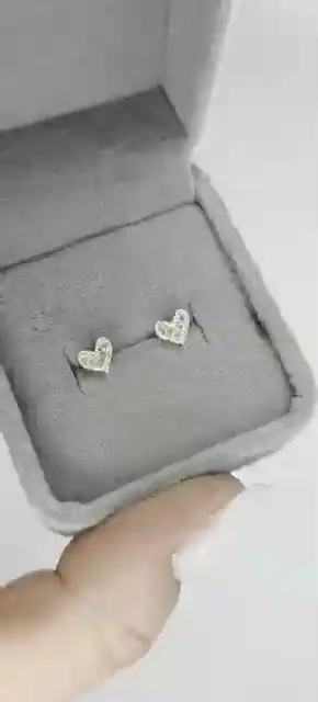 Сережки «Сердечко з к камінцями» зі срібла 925 — фото 4