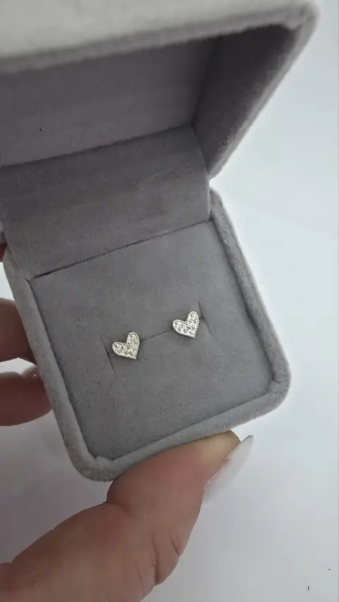 Сережки «Сердечко з к камінцями» зі срібла 925 — фото 2