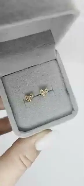 Сережки «Сердечко з камінцями з позолотою» зі срібла 925 — фото 4