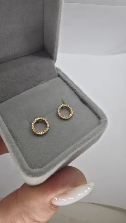Сережки «Коло з камінцями з позолотою» зі срібла 925 — фото 2