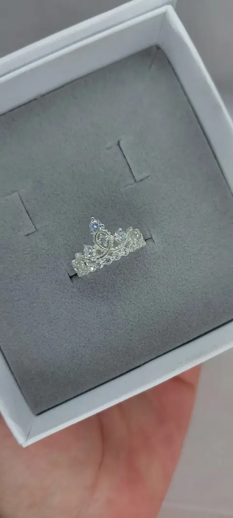 Каблучка «Інкрустована корона» зі срібла 925 — фото 2